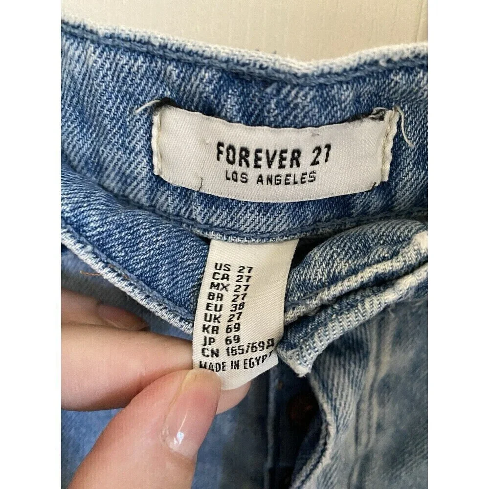 Forever21 Denim Destressed Button-Down Skirt Sz.27